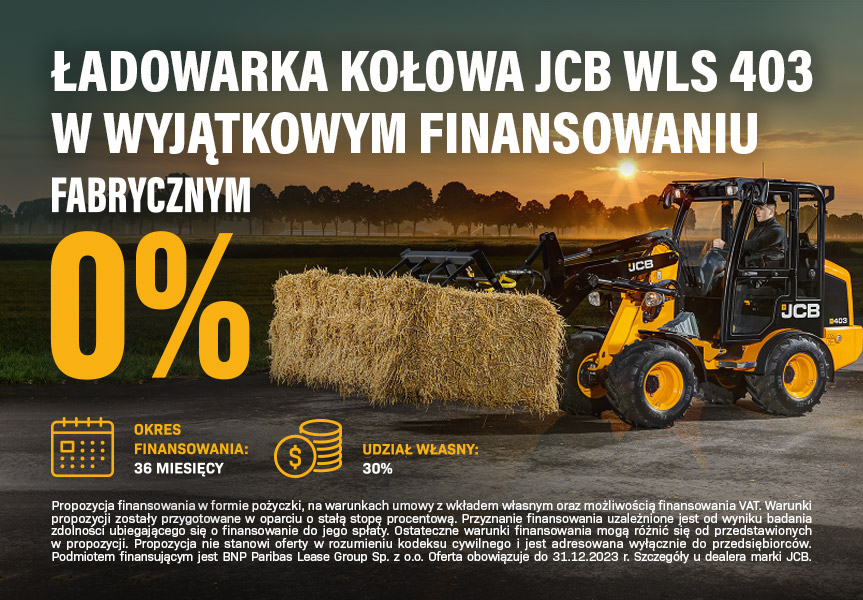 Ładowarka Kołowa JCB WLS 403 w wyjątkowym finansowaniu fabrycznym 0%